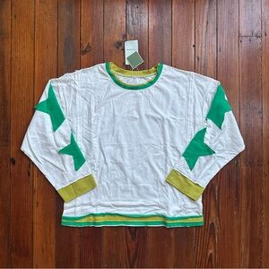 NWT Abyovrt oversized star appliqué drop shoulder slouchy top